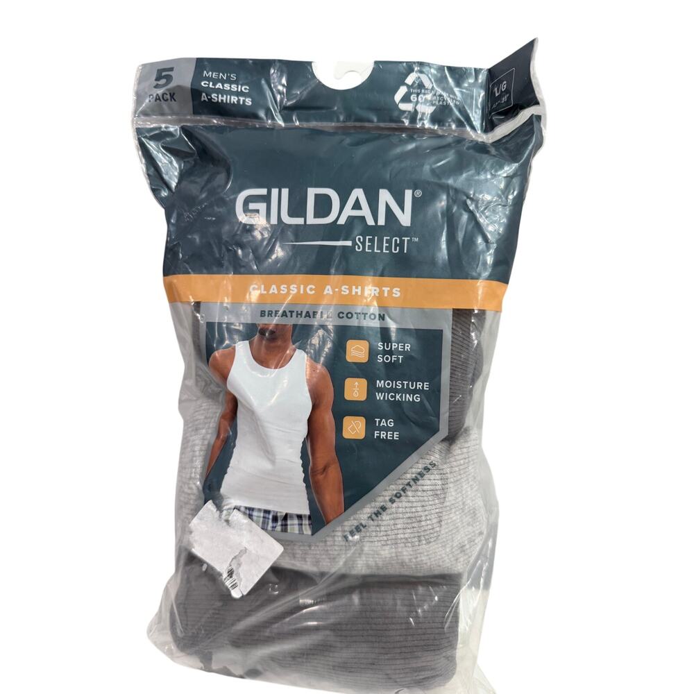 GILDAN Men’s Undershirt Size L 5pack NEW # J514